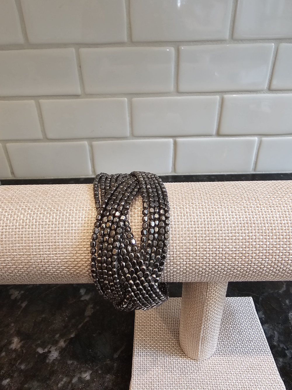 Braided Hematite Bead Bracelet